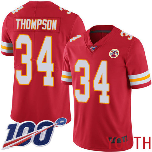Youth Kansas City Chiefs #34 Thompson Darwin Red Team Color Vapor Untouchable Limited Player 100th Season Football Nike NFL Jersey->kansas city chiefs->NFL Jersey